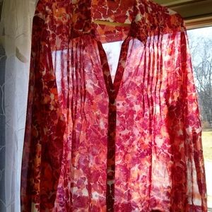Plus Size Sheer Floral Cover Up
